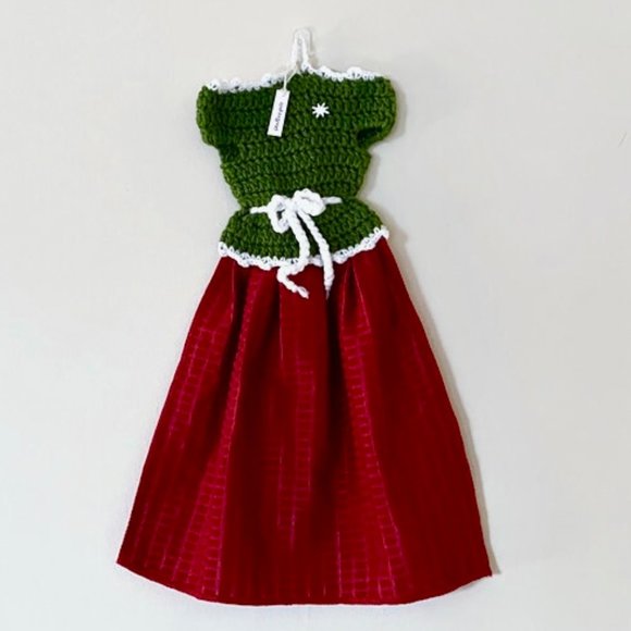 Crochet dress shape dish towels set, Valentine Gift set, Crochet Kitchen Decor - Picture 3 of 11